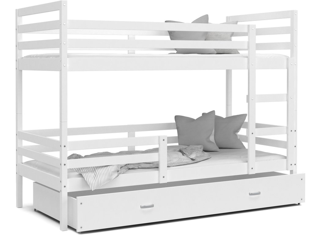 Dětská patrová postel s úložným prostorem HONZA bílá