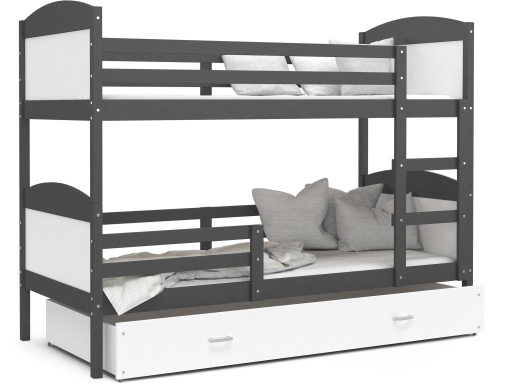 Dětská patrová postel s úložným prostorem MATYÁŠ šedá