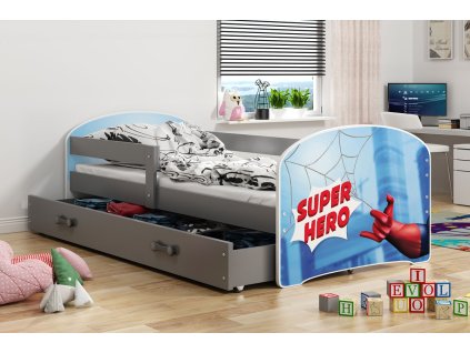dětská postel LUKI GRAFIT Superhero