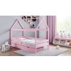 Dětská postel z masivu domeček růžová