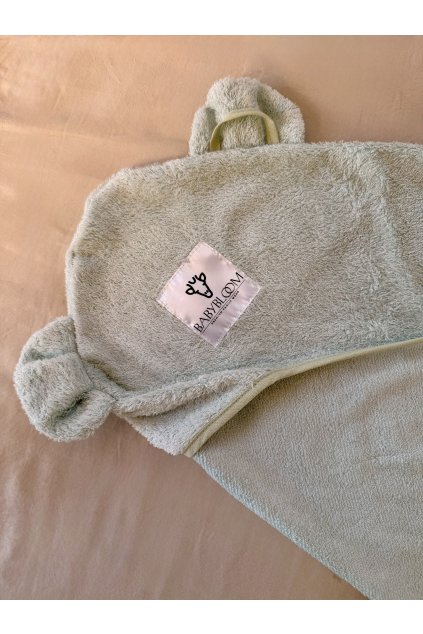 Velký kapucový bambusový ručník s oušky Mint