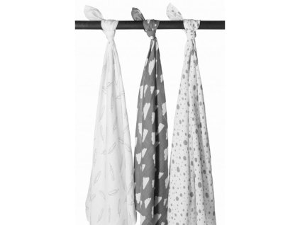 Pleny 3-balení Feathers-clouds-dots grey/white