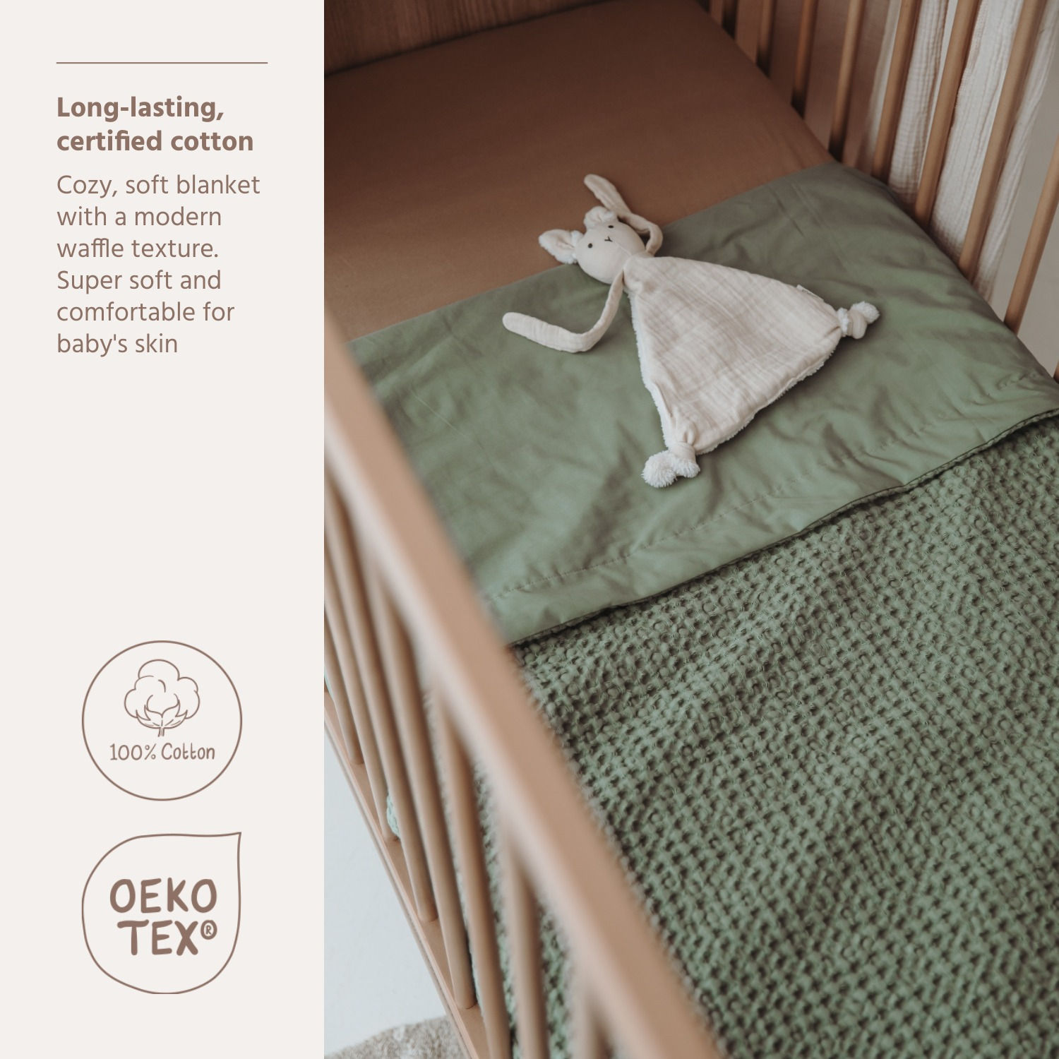 Deka Waffle bavlna - Olive Green