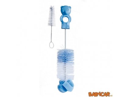 CANPOL BABIES kartáč na čištění láhví s hubkou Modrá Medvěd