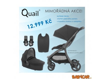 BabystyleSportovniKocarekEggQuailHlubokaKorbaAdapteryGothamBlackBlack