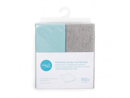 CebaBabyPotahNaPrebalovaciPodlozku50x7080cm2ksLightGreyMelangeTurquoise