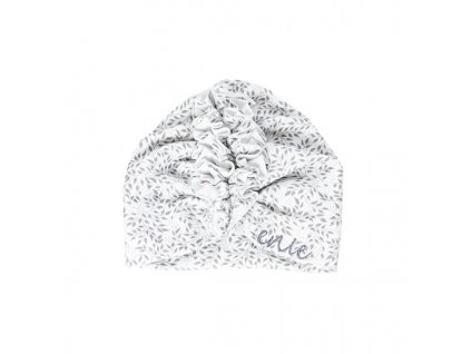 EnieBabyDetskaCepiceTurbanGreyLeaves