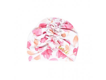 EnieBabyDetskaCepiceTurbanPinkLeaves