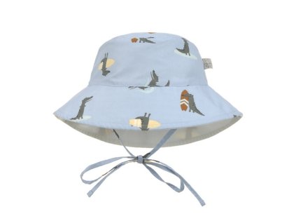 LÄSSIG oboustranný klobouček SUN PROTECTION BUCKET HAT Crocodile Sky Blue 7-18m