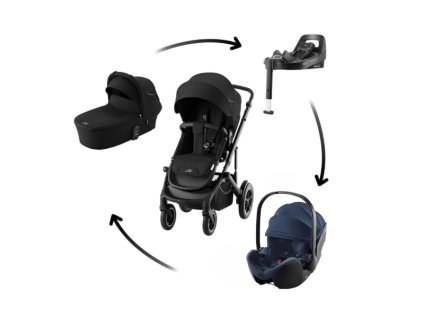 BritaxRomerKombinovanyKocarekSmile5zSpaceBlackBabySafeProVarioBaseNightBlue