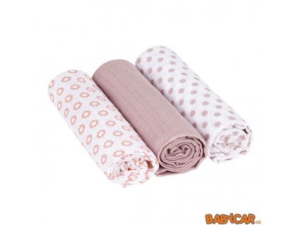 LÄSSIG bavlněné pleny SWADDLE BLANKET 85x85cm Little Chums Star Light Pink