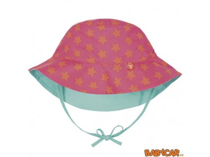 LÄSSIG oboustranný klobouček SUN PROTECTION BUCKET HAT Peach Stars 18-36m. DOPRODEJ!