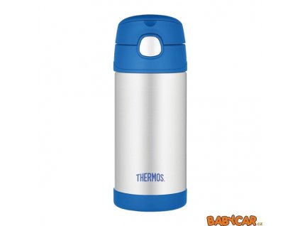 THERMOS dětská termoska s brčkem 355ml Modrá/Stříbrná