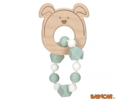 LÄSSIG kousátko TEETHER BRACELET WOOD/SILICONE Little Chums Dog