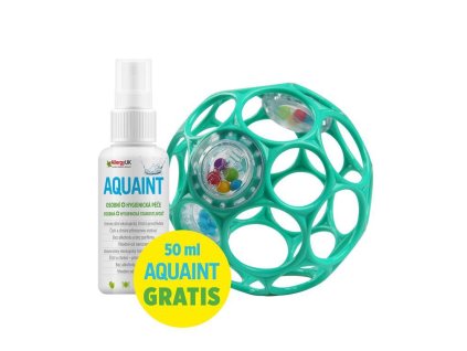 OBALL csörgő labda Oball RATTLE 10 cm 0h+  + 50 ml Aquaint - univerzális ökológiai tisztítószer (Variáns dark turquoise)