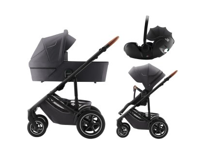 Britax Römer 3az 1-ben babakocsi szett Smile 5Z + mózeskosár + Baby-Safe PRO gyerekülés (Variáns Space Black)