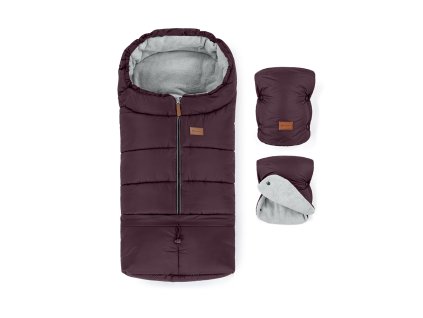 PETITE&MARS Set zimný fusak Jibot 3v1 + rukavice na kočík Jasie Mysterious Plum (Variáns Mysterious Plum)