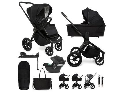 MUUVO Quick SE 2 kombinált babakocsi szett 2az1-ben + CYBEX Aton B2 i-Size gyerekülés  + bázis (Variáns Chromium black)