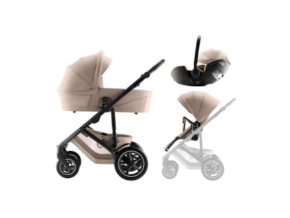 BRITAX RÖMER Smile 5Z babakocsi szett + mózeskosár + Baby-Safe PRO Style  autósülés (Variáns Teak)