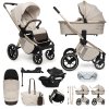MUUVO kombinált babakocsi Quick Boho szett 2az1-ben + CYBEX Aton B2 i-Size gyerekülés + bázis (Variáns Beige)