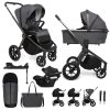 MUUVO Quick SE 2 kombinált babakocsi szett 2az1-ben + CYBEX Aton B2 i-Size gyerekülés  + bázis (Variáns Chromium black)
