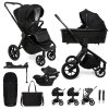 MUUVO Quick SE 2 kombinált babakocsi szett 2az1-ben + CYBEX Aton B2 i-Size gyerekülés  + bázis (Variáns Chromium black)