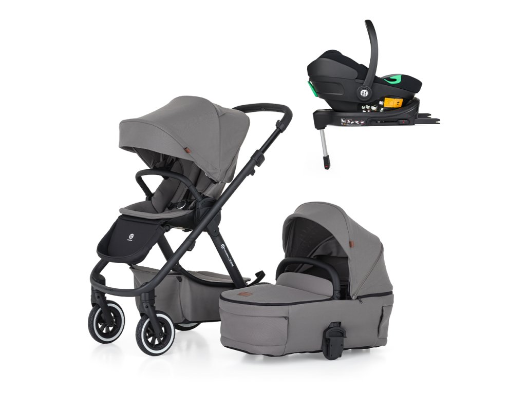 PETITE&MARS Kočík kombinovaný ICON 2v1 Dove Grey LITE AIR + Core Pro i-Size Black Grey + Báza (Varianta PETITE&MARS Kočík kombinovaný ICON 2v1 Dove Grey LITE AIR + Core Pro i-Size Black Grey + Báza)