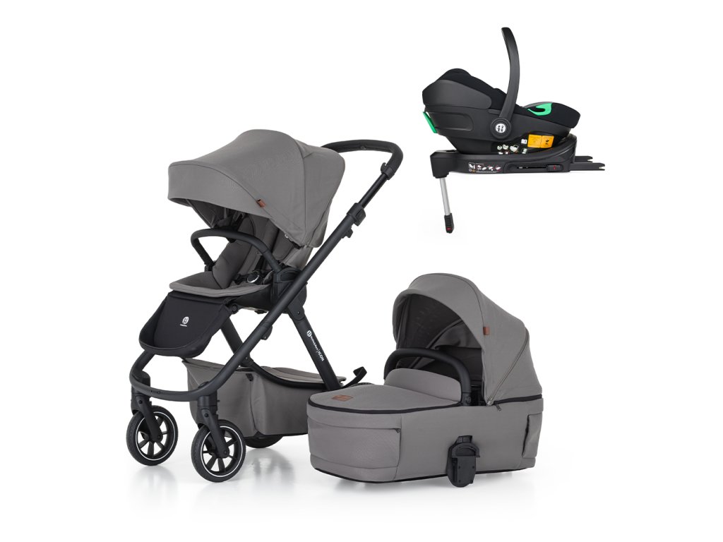 PETITE&MARS Kočík kombinovaný ICON 2v1 Dove Grey LITE RWS + Core Pro i-Size Black Grey + Báza (Varianta PETITE&MARS Kočík kombinovaný ICON 2v1 Dove Grey LITE RWS + Core Pro i-Size Black Grey + Báza)