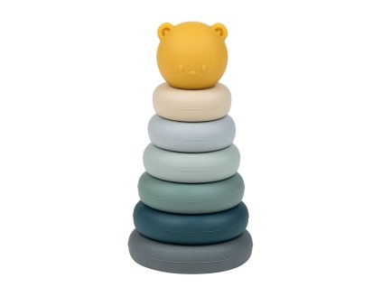 NATTOU Hračka stohovacia pyramída silikónová Green 16 cm (Varianta NATTOU Hračka stohovacia pyramída silikónová Green 16 cm)