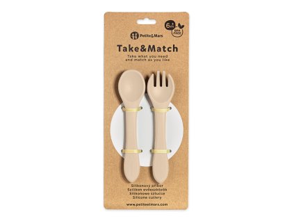 PETITE&MARS Príbor silikónový TAKE&MATCH Desert Sand 6m+ (Varianta PETITE&MARS Príbor silikónový TAKE&MATCH Desert Sand 6m+)
