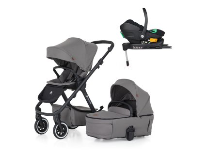 PETITE&MARS Kočík kombinovaný ICON 2v1 Dove Grey LITE AIR + Core Pro i-Size Black Grey + Báza (Varianta PETITE&MARS Kočík kombinovaný ICON 2v1 Dove Grey LITE AIR + Core Pro i-Size Black Grey + Báza)