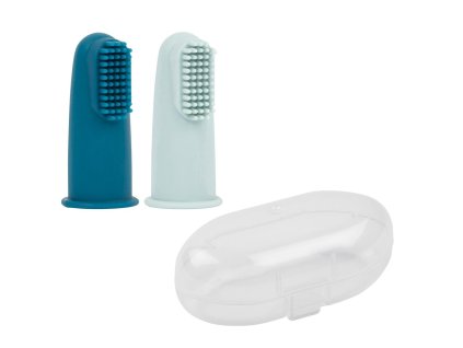 NATTOU Kefka silikónová na prst s puzdrom Petrol blue/Aqua blue 2 ks (Varianta NATTOU Kefka silikónová na prst s puzdrom Petrol blue/Aqua blue 2 ks)