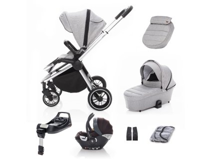 ZOPA SET kočík Move+ vanička+adaptéry+autosedačka+báza (Variáns Silver Grey/Silver)