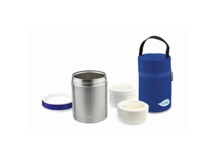 Nerezová termoska 1l s 2 miskami a obalom, Pro (Variáns Pro)