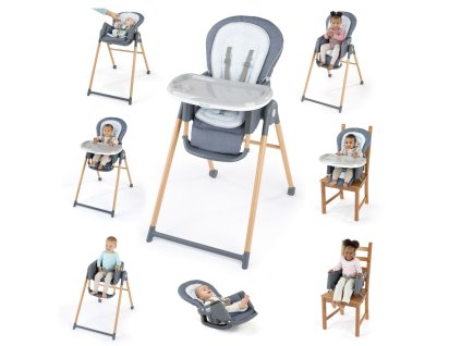 INGENUITY Stolička jedálenská Deluxe 7v1 Proper Positioner™ Chambray 0m+ do 23 kg
