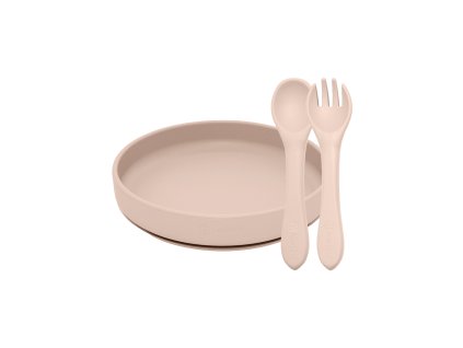 PETITE&MARS Set jedálenský silikónový TAKE&MATCH 2 ks tanier + príbor Deset Sand 6m+ (Varianta PETITE&MARS Set jedálenský silikónový TAKE&MATCH 2 ks tanier + príbor Deset Sand 6m+)