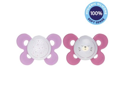 CHICCO Cumlík Physio Comfort silikón nočný 16-36m dievča - hviezdy/macko 2 ks (Varianta CHICCO Cumlík Physio Comfort silikón nočný 16-36m dievča - hviezdy/macko 2 ks)
