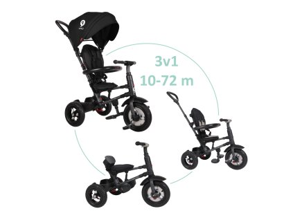 QPLAY Trojkolka Rito air gel (Rubber) Black, vek 10-72 mesiacov (Varianta QPLAY Trojkolka Rito air gel (Rubber) Black, vek 10-72 mesiacov)