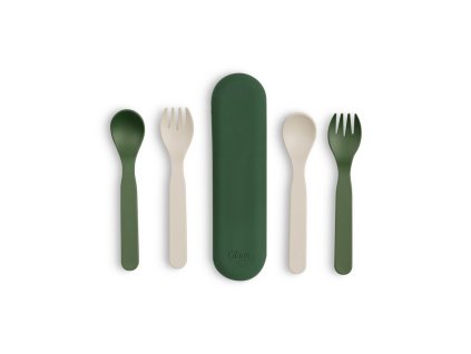 citron bio sada priboru v pouzdre sada 5ks zelena kremova