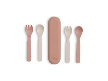 citron bio sada priboru v pouzdre sada 5ks ruzova kremova