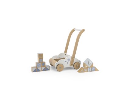 label label detsky vozicek s kostkami modry