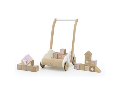 label label detsky vozicek s kostkami ruzovy