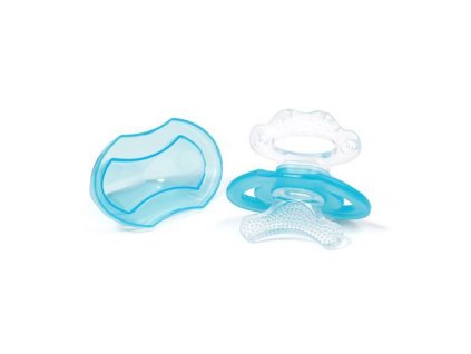 BABYONO Hryzačka silikónová bez BPA v tvare cumlíka s krytom modrá 3m+ (Varianta BABYONO Hryzačka silikónová bez BPA v tvare cumlíka s krytom modrá 3m+)