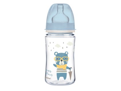 CANPOL BABIES Fľaša so širokým hrdlom Bonjour Paris 240 ml modrá (Varianta CANPOL BABIES Fľaša so širokým hrdlom Bonjour Paris 240 ml modrá)