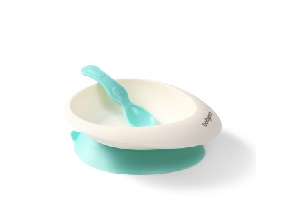 BABYONO Miska s prísavkou a lyžičkou mint 230 ml 6m+ (Varianta BABYONO Miska s prísavkou a lyžičkou mint 230 ml 6m+)
