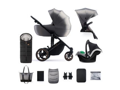 KINDERKRAFT SELECT Kočík kombinovaný 3v1 Prime 2 Shadow Grey, Premium + Fusak 3v1 Jibot Ink Black (Varianta KINDERKRAFT SELECT Kočík kombinovaný 3v1 Prime 2 Shadow Grey, Premium + Fusak 3v1 Jibot Ink Black)