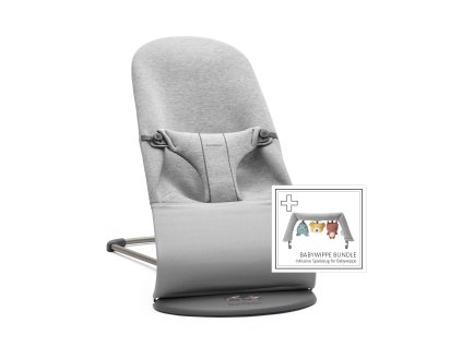 Lehátko Babybjorn Bouncer Bliss Light Grey 3D Jersey s hračkou textilní Soft friends
