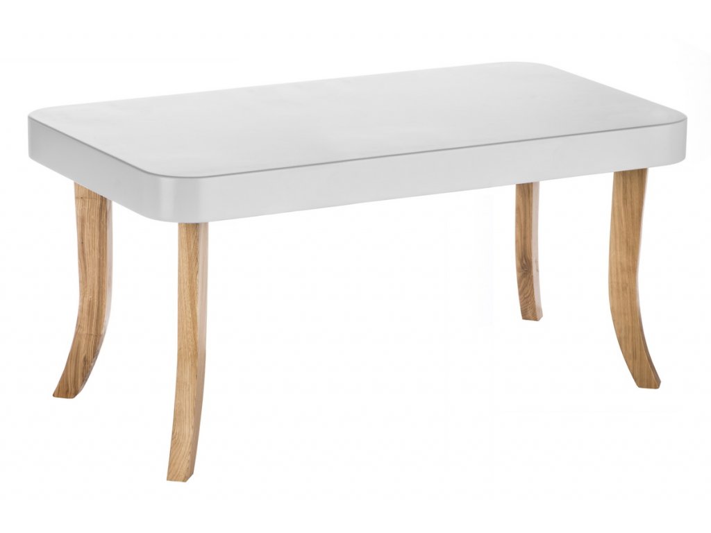 Dětský stolek hranatý velký (Barva desky Bílá, Barva nohou Přírodní - dub)