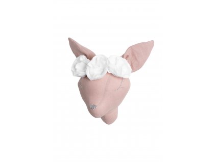 Růžová lněná bílé květy