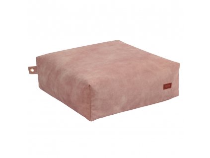 square pouf velvet coral